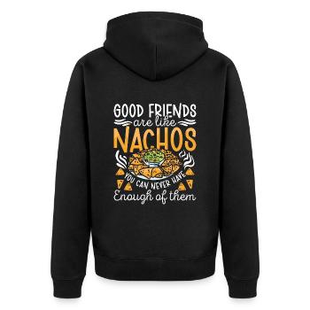 Nachos Good Friends Are Like Nachos Mexican Food - Unisex Premium Bio Zip Hoodie - Schwarz - Hinten - Nico (187cm)