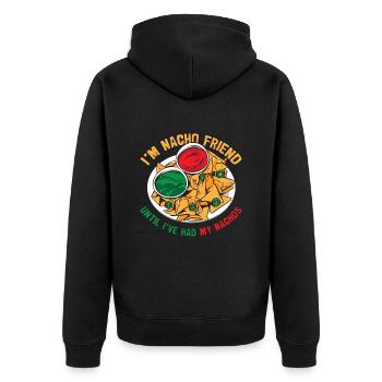Nachos Je suis un ami Nacho jusqu’à ce que j’aie de la nourriture mexicaine - Veste à capuche bio Premium Unisexe - noir - Dos - Nico (187cm)
