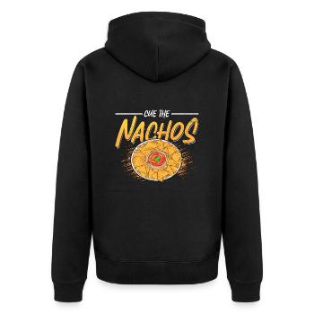 Nachos Cue The Nachos Mexican Food Enthusiast - Unisex Premium Bio Zip Hoodie - Schwarz - Hinten - Nico (187cm)