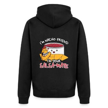 Nachos I'm Nacho Friend I'm Your Tortilla Chips - Unisex Premium Bio Zip Hoodie - Schwarz - Hinten - Nico (187cm)