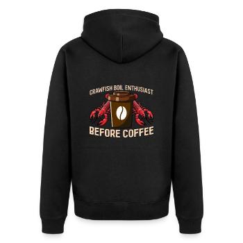 Crawfish Boil Enthusiast Before Seafood Coffee - Unisex Premium Organic Zip Hoodie - black - Back - Nico (187cm)