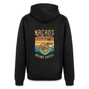 Nachos Enthusiast Before Mexican Food Coffee Lover - Unisex Premium Bio Zip Hoodie - Schwarz - Hinten - Nico (187cm)