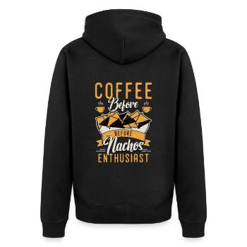 Nachos Enthusiast Coffee Nacho Cheese Coffee Lover - Unisex Premium Organic Zip Hoodie - black - Back - Nico (187cm)