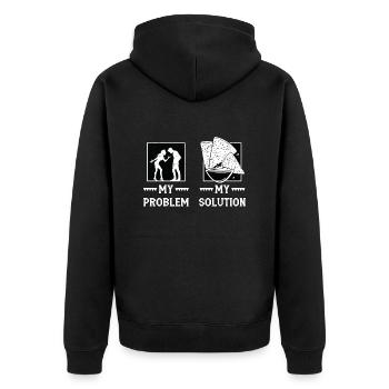 Nachos Enthusiast My Problem My Pictogram Dad Mom - Unisex Premium Bio Zip Hoodie - Schwarz - Hinten - Nico (187cm)