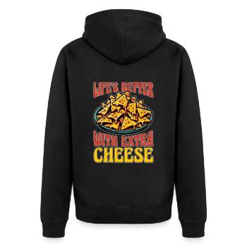 Nachos Life's Better With Extra Cheese Taco Lover - Unisex Premium Organic Zip Hoodie - black - Back - Nico (187cm)