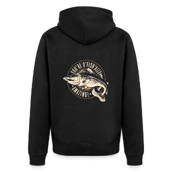 Fish And Chips You're O'fish'ally British Cuisine - Unisex Premium Bio Zip Hoodie - Schwarz - Hinten - Nico (187cm)