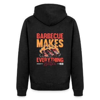 Le barbecue barbecue de porc effiloché rend la viande grillée amateur - Veste à capuche bio Premium Unisexe - noir - Dos - Nico (187cm)