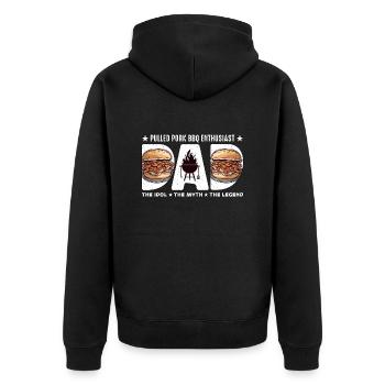 Pulled Pork BBQ Enthusiast Dad The Idol Meat Lover - Unisex Premium Bio Zip Hoodie - Schwarz - Hinten - Nico (187cm)