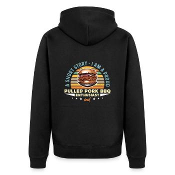 Pulled Pork BBQ A Short Story I Am Barbecue Lover - Unisex Premium Bio Zip Hoodie - Schwarz - Hinten - Nico (187cm)
