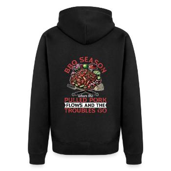 Pulled Pork BBQ Season Where The Pulled Grilling - Unisex Premium Organic Zip Hoodie - black - Back - Nico (187cm)