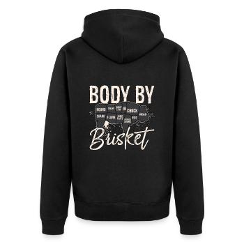 Brisket Barbeque Body By Brisket BBQ Grilled Meat - Unisex Premium Organic Zip Hoodie - black - Back - Nico (187cm)