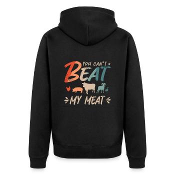 Brisket Barbeque You Can't Beat My Beef Brisket - Unisex Premium Bio Zip Hoodie - Schwarz - Hinten - Nico (187cm)