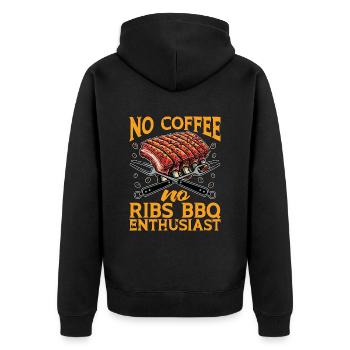 Ribs Barbecue No Coffee No Spare Ribs Coffee Lover - Unisex Premium Bio Zip Hoodie - Schwarz - Hinten - Nico (187cm)