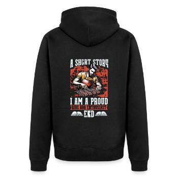 Ribs Barbecue Une Histoire Courte Je Suis Un Amateur de Barbecue - Veste à capuche bio Premium Unisexe - noir - Dos - Nico (187cm)