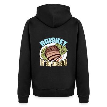 Brisket The BBQ Grilled Meat Brisket Barbecue - Unisex Premium Bio Zip Hoodie - Schwarz - Hinten - Nico (187cm)