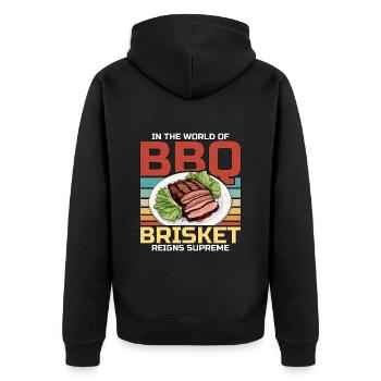 Brisket Barbeque In The World Of BBQ Grilled Meat - Unisex Premium Bio Zip Hoodie - Schwarz - Hinten - Nico (187cm)