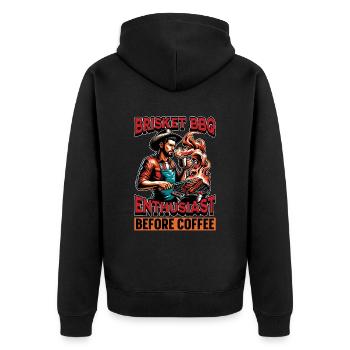 Brisket BBQ Enthusiast Before Grilled Meat Coffee - Unisex Premium Organic Zip Hoodie - black - Back - Nico (187cm)