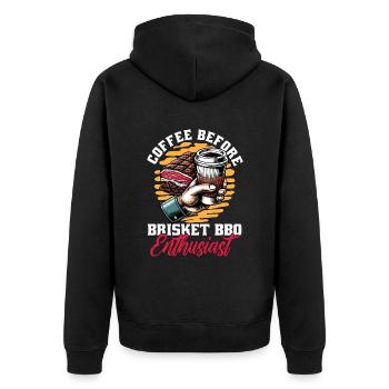 Brisket Barbecue Coffee Grilled Meat Coffee Lover - Unisex Premium Organic Zip Hoodie - black - Back - Nico (187cm)