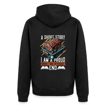Brisket Barbeque A Short Story I Am A Meat Lover - Unisex Premium Bio Zip Hoodie - Schwarz - Hinten - Nico (187cm)