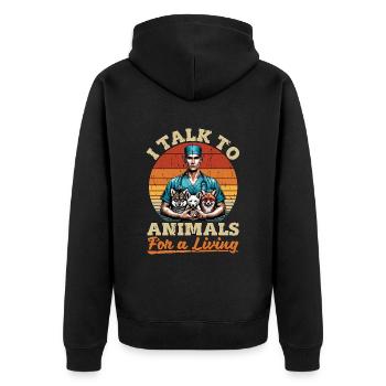 Veterinary Nurse I Talk To Animals Veterinarian - Unisex Premium Organic Zip Hoodie - black - Back - Nico (187cm)