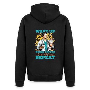 Veterinary Nurse Wake Up Drink Coffee Veterinarian - Unisex Premium Organic Zip Hoodie - black - Back - Nico (187cm)