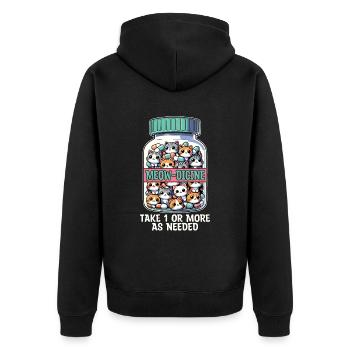 Veterinary Nurse Meow-dicine Take 1 Animal Lover - Unisex Premium Organic Zip Hoodie - black - Back - Nico (187cm)