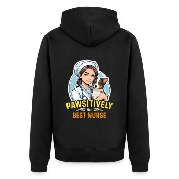 Veterinary Nurse Pawsitively The Best Animal Lover - Unisex Premium Organic Zip Hoodie - black - Back - Nico (187cm)