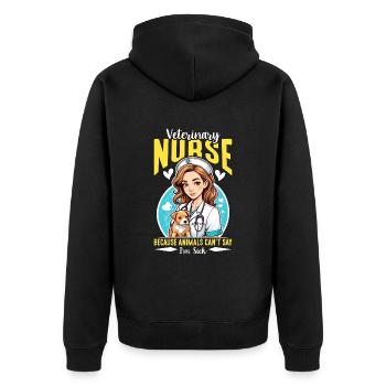 Veterinary Nurse Because Animals Veterinarian - Unisex Premium Bio Zip Hoodie - Schwarz - Hinten - Nico (187cm)