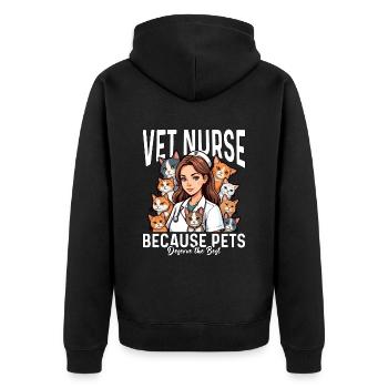 Vet Nurse Because Pets Deserve The Veterinarian - Unisex Premium Bio Zip Hoodie - Schwarz - Hinten - Nico (187cm)