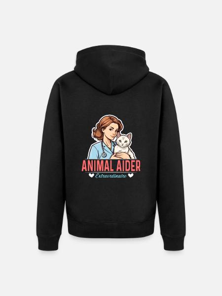 Veterinary Nurse Animal Aider Veterinary Medicine - Unisex Premium Organic Zip Hoodie - black