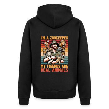 Zoologist I'm A Zookeeper My Friends Ornithologist - Unisex Premium Organic Zip Hoodie - black - Back - Nico (187cm)