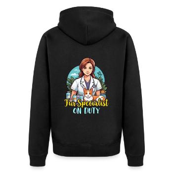 Veterinary Medicine Fur Specialist On Vet Clinic - Unisex Premium Bio Zip Hoodie - Schwarz - Hinten - Nico (187cm)