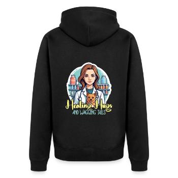 Veterinary Medicine Healing Hugs And Vet Clinic - Unisex Premium Bio Zip Hoodie - Schwarz - Hinten - Nico (187cm)