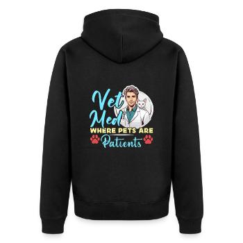 Vet Med Where Pets Are Patients Veterinary Clinic - Unisex Premium Bio Zip Hoodie - Schwarz - Hinten - Nico (187cm)