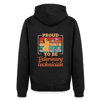 Veterinary Technician Proud To Be Animal Lover - Unisex Premium Organic Zip Hoodie - black - Back - Nico (187cm)