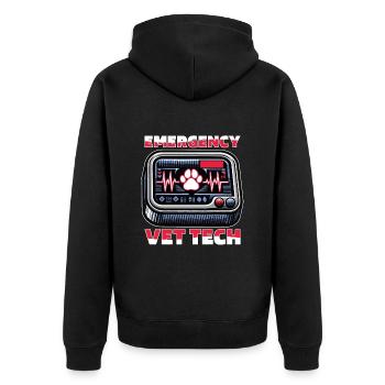 Veterinary Technician Emergency Vet Tech Vet Med - Unisex Premium Organic Zip Hoodie - black - Back - Nico (187cm)