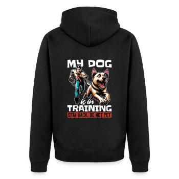 Dog Trainer My Dog Is In Training Agility Training - Unisex Premium Organic Zip Hoodie - black - Back - Nico (187cm)