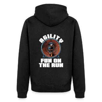 Dog Agility Fun On The Run Dog Sport Enthusiast - Unisex Premium Organic Zip Hoodie - black - Back - Nico (187cm)