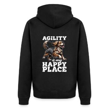 Dog Agility Is My Happy Place Loves Agility Sport - Unisex Premium Organic Zip Hoodie - black - Back - Nico (187cm)