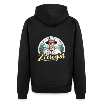 Zoologist Making Sense Of The Wild Animal Lover - Unisex Premium Organic Zip Hoodie - black - Back - Nico (187cm)