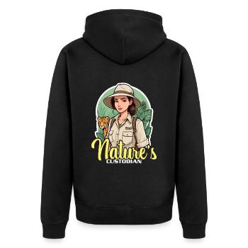Zoologist Nature's Custodian Zoology Animal Lover - Unisex Premium Organic Zip Hoodie - black - Back - Nico (187cm)