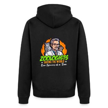 Zoologists Saving the World One Animal Scientist - Unisex Premium Organic Zip Hoodie - black - Back - Nico (187cm)