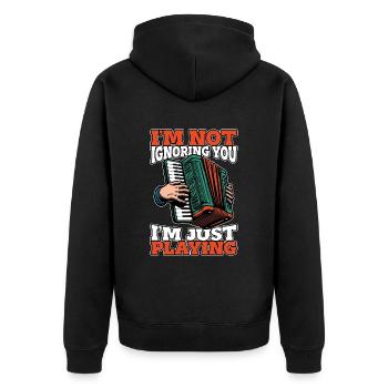 Accordéon Je ne t’ignore pas, je suis juste musicien - Veste à capuche bio Premium Unisexe - noir - Dos - Nico (187cm)