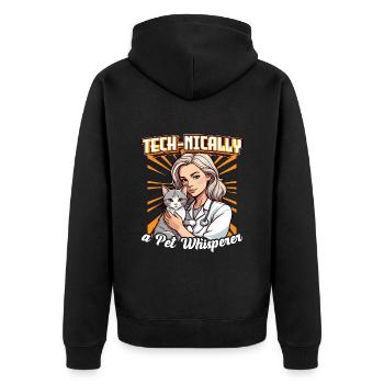 Veterinary Technician Tech-nically Animal Lover - Unisex Premium Organic Zip Hoodie - black - Back - Nico (187cm)