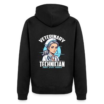 Veterinary Technician Animal Health Veterinarian - Unisex Premium Bio Zip Hoodie - Schwarz - Hinten - Nico (187cm)