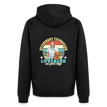 Veterinary Technician Lifesaver On Veterinarian - Unisex Premium Bio Zip Hoodie - Schwarz - Hinten - Nico (187cm)
