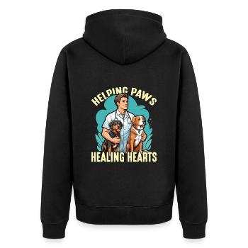 Veterinary Technician Helping Paws Animal Lover - Unisex Premium Organic Zip Hoodie - black - Back - Nico (187cm)