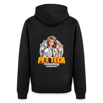 Veterinary Technician Pet Tech Unleashing Vet Med - Unisex Premium Organic Zip Hoodie - black - Back - Nico (187cm)