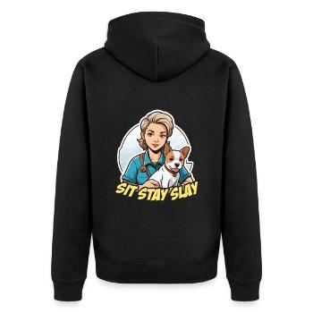 Dresseur de chiens Sit Stay Slay Loves Agility Training - Veste à capuche bio Premium Unisexe - noir - Dos - Nico (187cm)