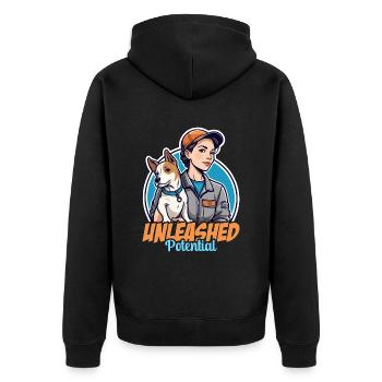 Dog Trainer Unleashed Potential Animal Behaviorist - Unisex Premium Bio Zip Hoodie - Schwarz - Hinten - Nico (187cm)